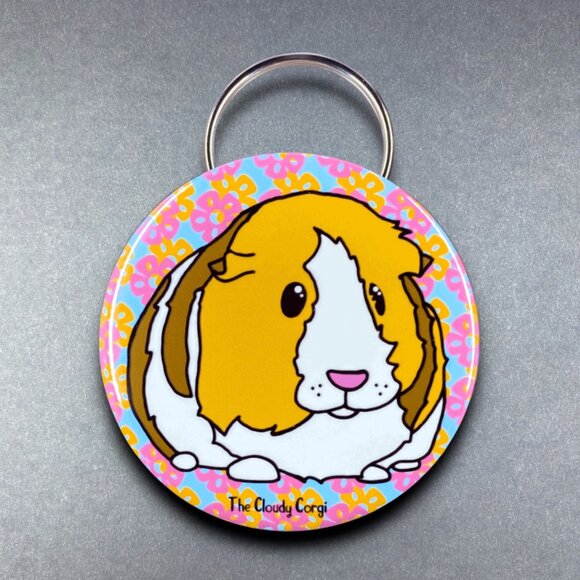 Tropical Guinea Pig Pinback Button, Magnet, Keychain, Bottle Opener or Ornament - Picture 6 of 12